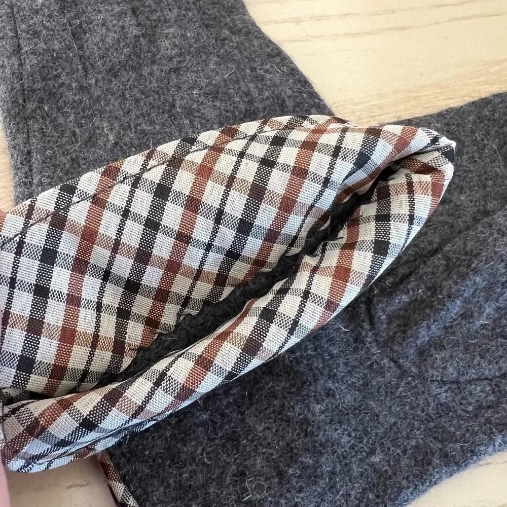 Winter Gloves Faux Cashmere Gray Plaid Cuff Touch Screen Smart